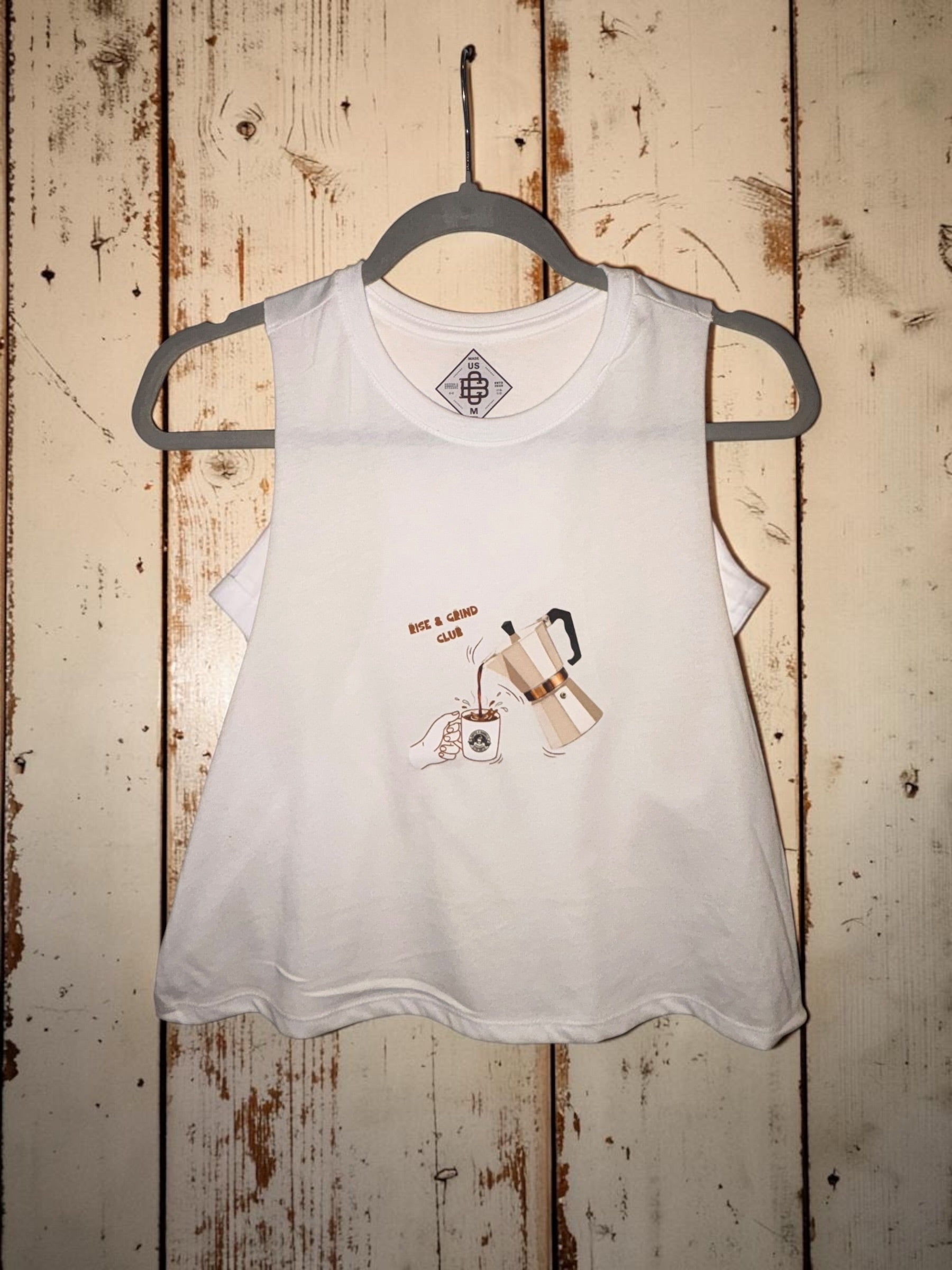 Sleevelss Crop T - Rise & Grind - White