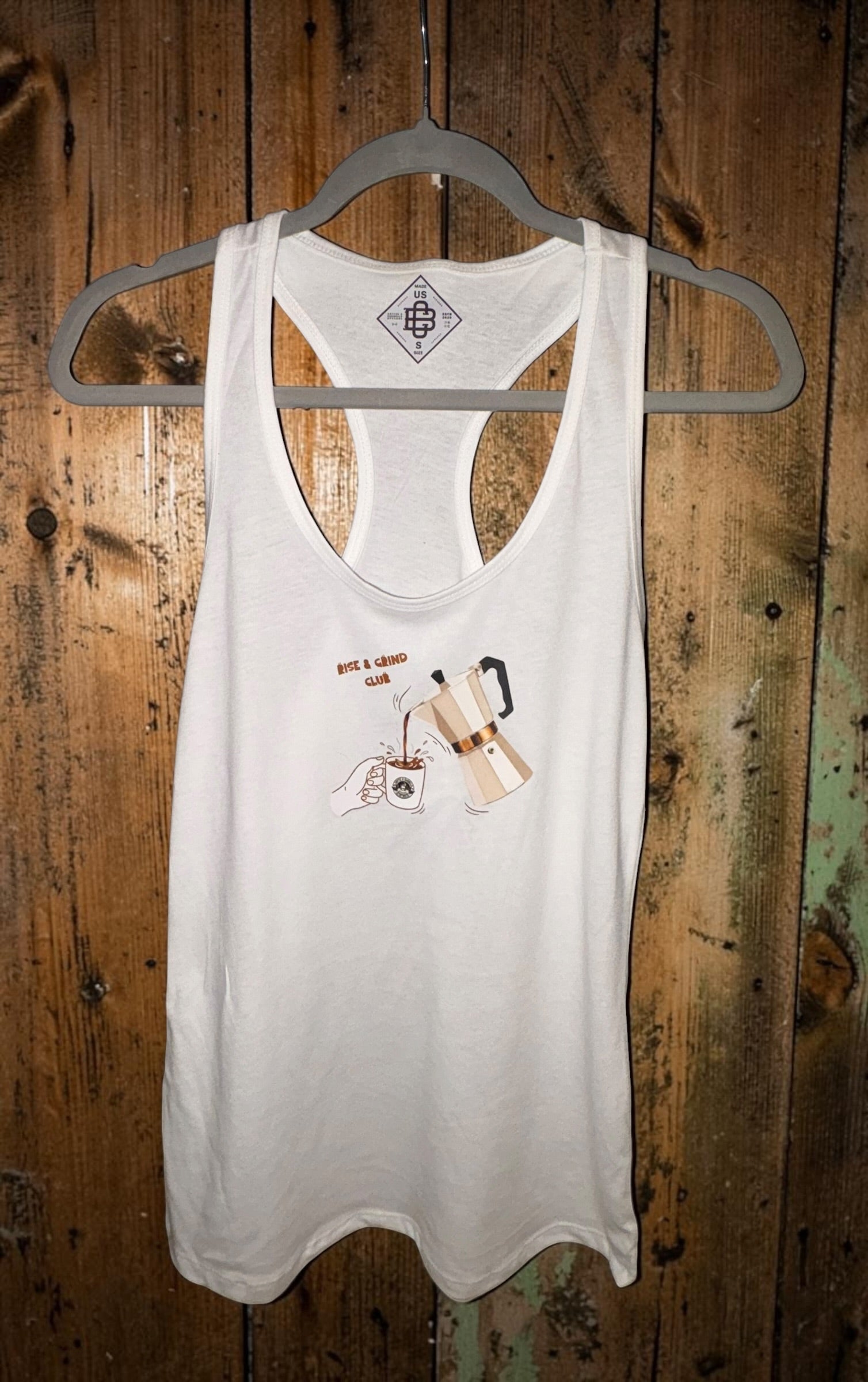 Racer Tank - Rise & Grind - White
