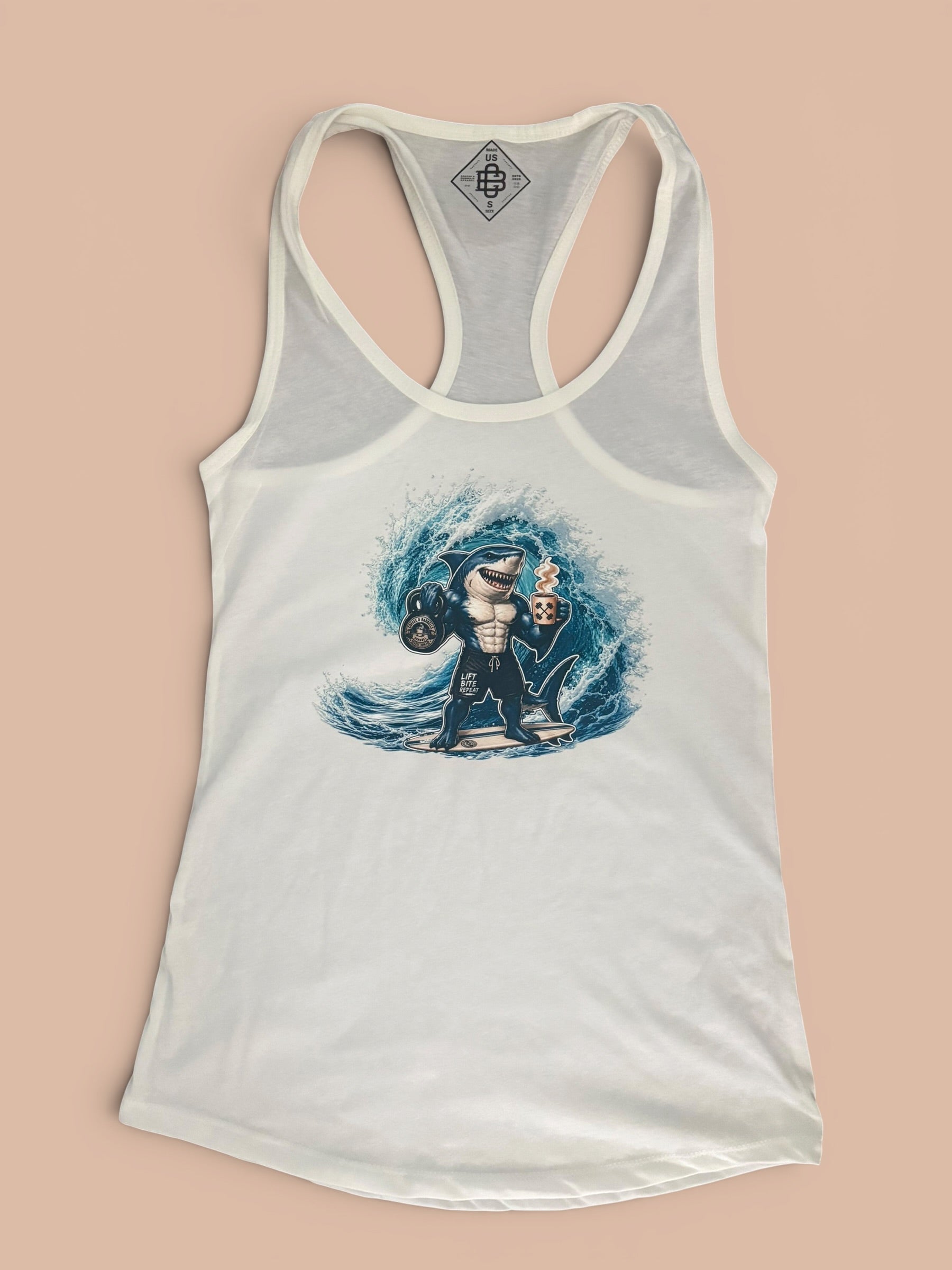 Racer Tank - Shark week - White