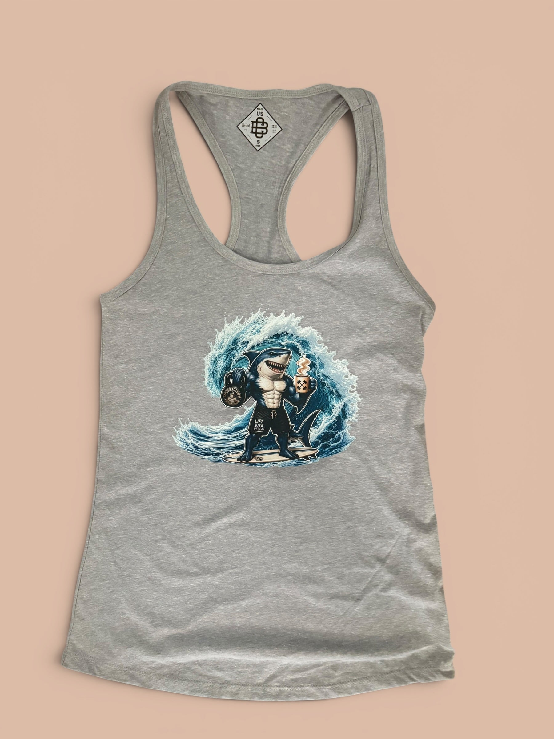 Racer Tank - Shark week - Grey
