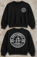 Crew Neck Sweatshirt. Boxy Fit. Slightly cropped. Distressed logo