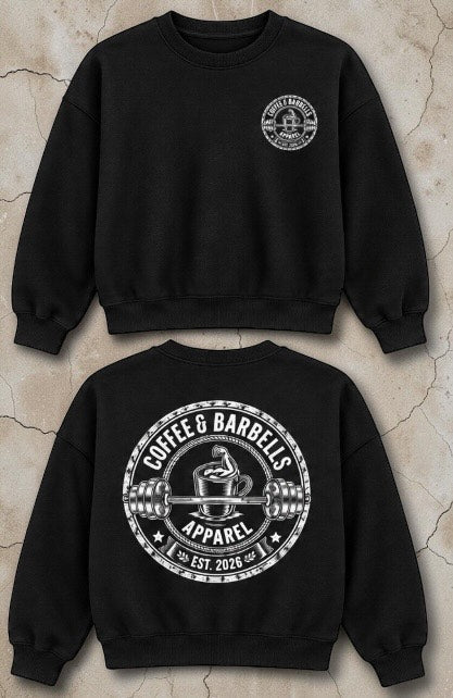 Crew Neck Sweatshirt. Boxy Fit. Slightly cropped. Distressed logo