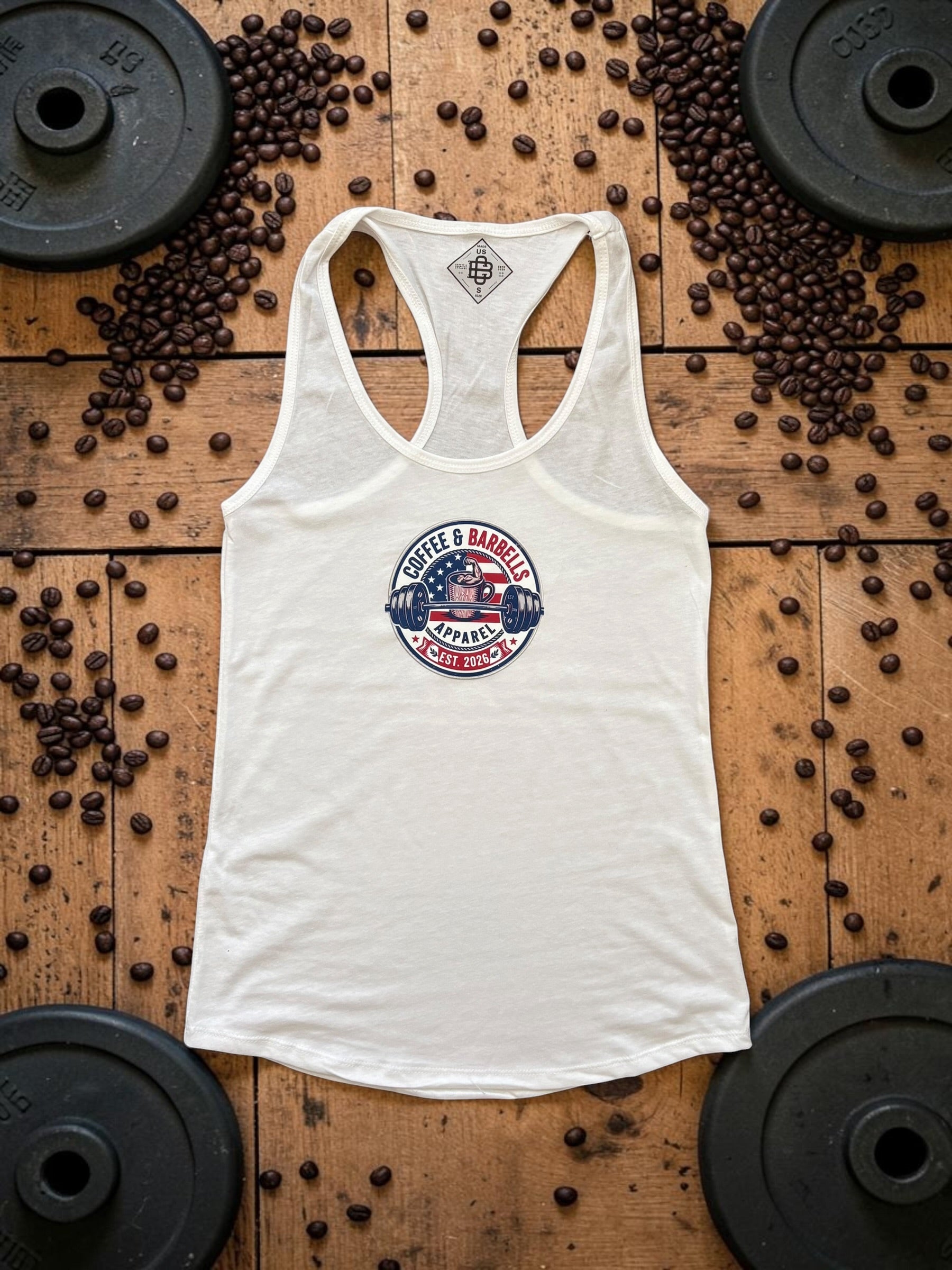 Racer Tank - Red, White & Blue - White