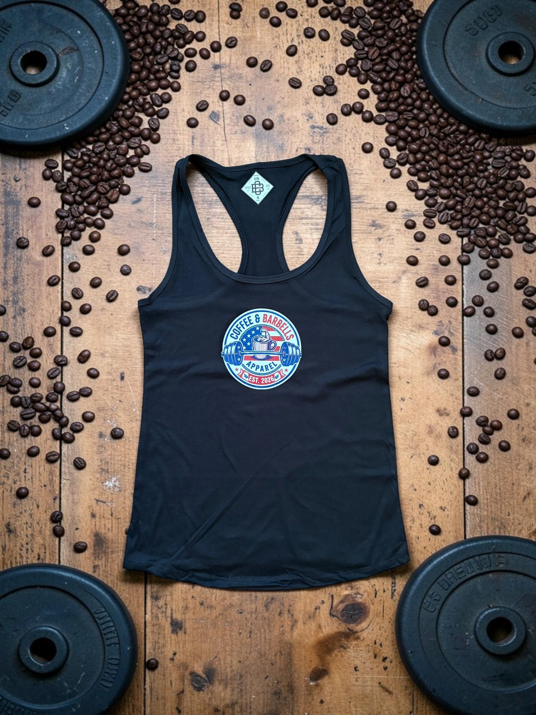 Racer Tank - Red, White & Blue - Black